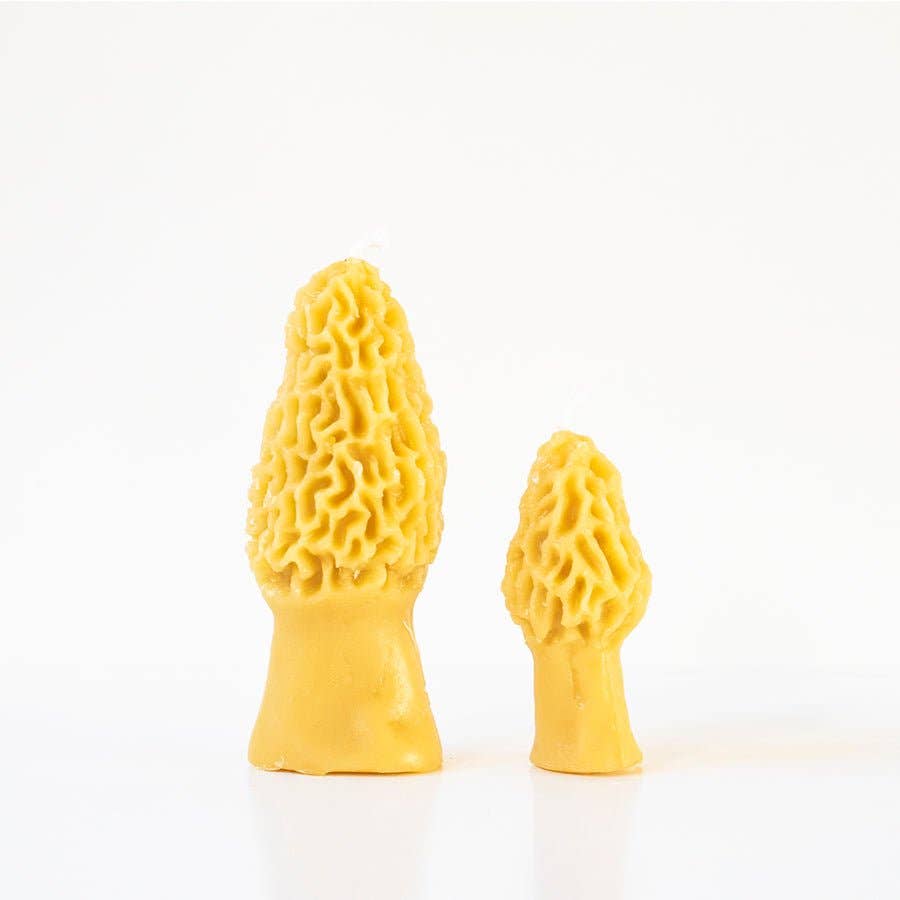 Beeswax Morel Mushroom Candle 2-pack