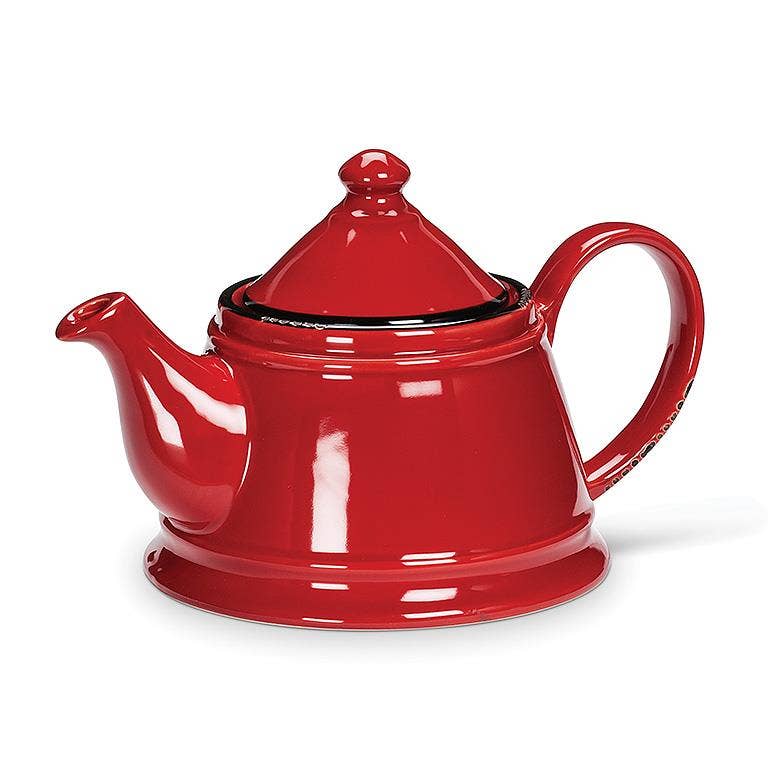 Red Enamel Look Teapot - 1045