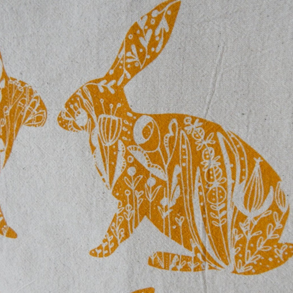 The High Fiber - Floral Rabbit Handprinted Tea Towel