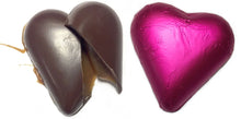 Load image into Gallery viewer, Fran's - Large Caramel Heart in Dark Chocolate - Fuschia Foil
