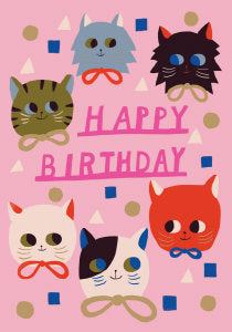 Six Cats Birthday Card - Roger la Borde