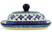 Load image into Gallery viewer, Butter Dish - Polish Pottery - Gingham Flowers - Zaklady Ceramiczne
