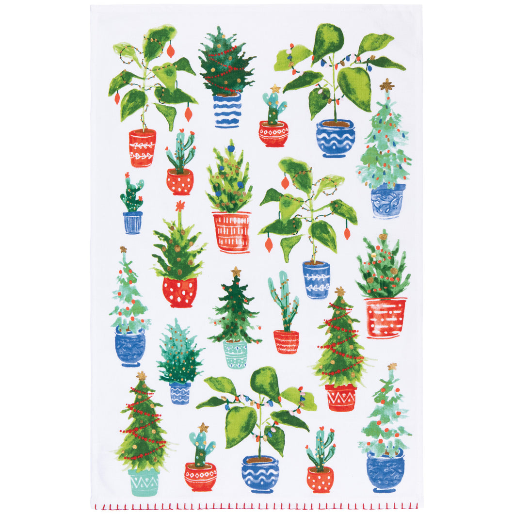 Jingle Plants Decorated Tea Towel