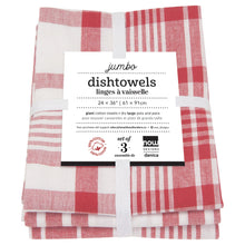 Load image into Gallery viewer, Jumbo Red Cotton Dishtowels  - Set of 3
