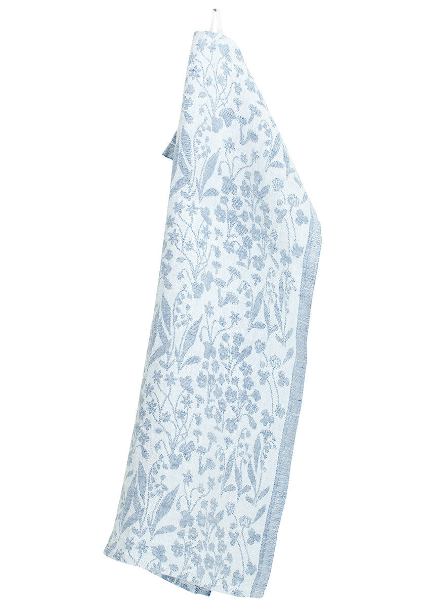 Lapuan Kankurit Niitty Tea Towel, White/Rainy Blue