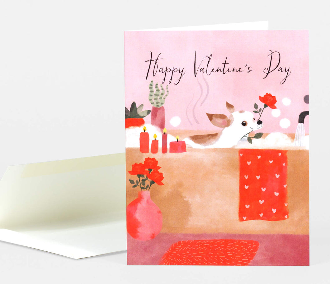 Happy Valentine's Day (Dog in Bath)