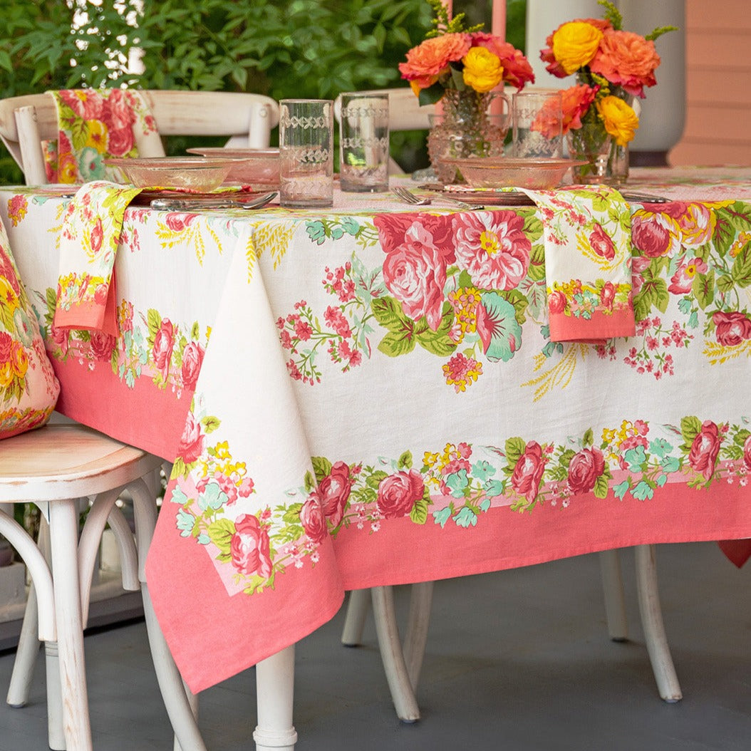 April Cornell Marion Coral Tablecloth – At Home Store Fairfield - Main Image