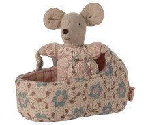 Load image into Gallery viewer, Baby Mouse in Carry Cot - Rose - Maileg
