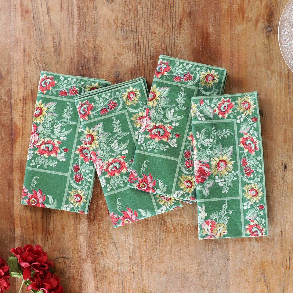 April Cornell - Russian Chintz Napkins - Green, Set of 4