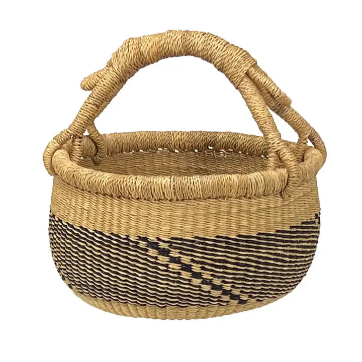 Mini Bolga  Basket, Vegan, Navy and Natural Assorted