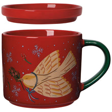 Load image into Gallery viewer, Lidded Mug - Peace Dove Season&#39;s Tweetings
