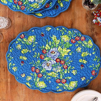 April Cornel - Penny's Patio Blue Quilted Placemat
