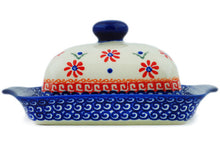 Load image into Gallery viewer, Butter Dish - Polish Pottery - Red Daisy - Ceramika Bona
