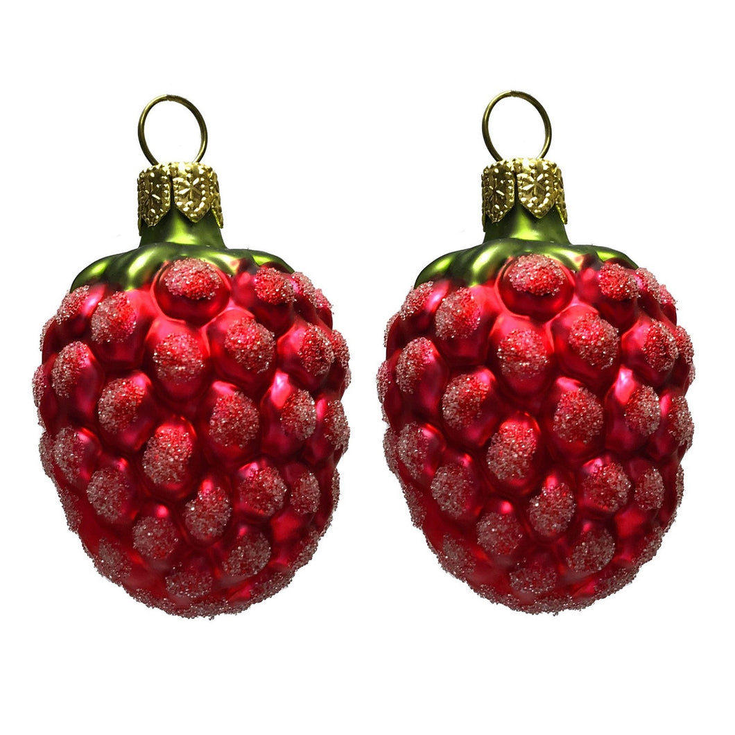 Red Raspberry Polish Glass Christmas Ornament