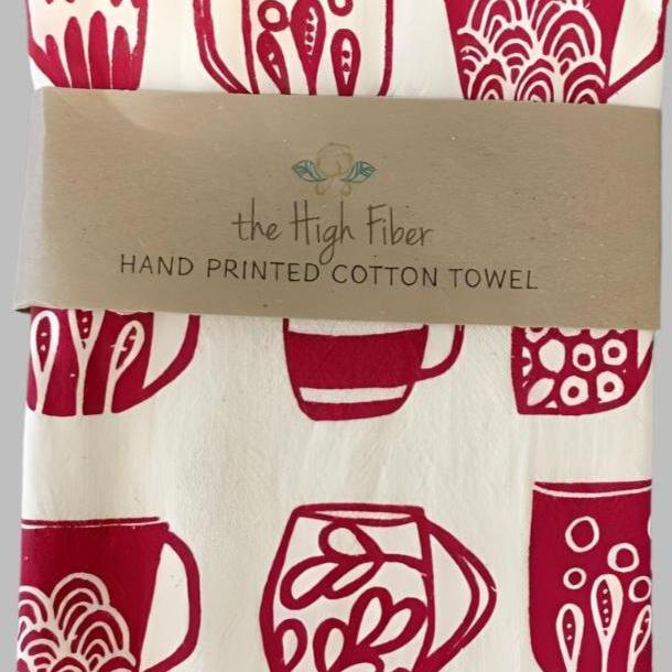 The High Fiber - Coffee Mug Handprinted Tea Towel