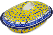 Load image into Gallery viewer, 10&quot; Covered Baker - Polish Pottery - Sunburst Daisies - Ceramika Artystyczna
