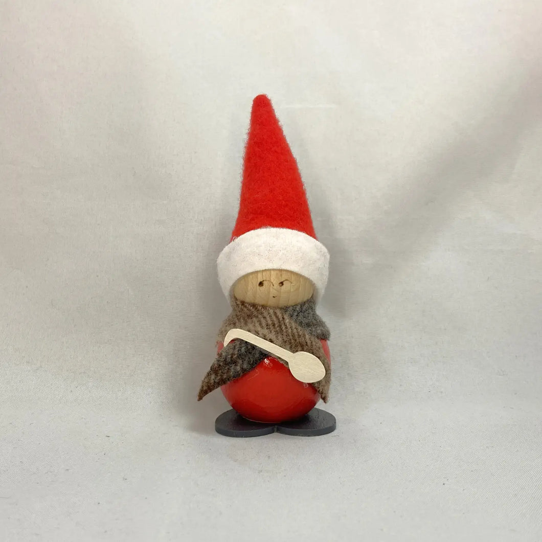 Wood Santa with Scarf and Spoon - Finland