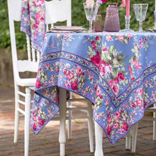 Load image into Gallery viewer, April Cornell - Wedgewood Blue Cottage Rose Tablecloth
