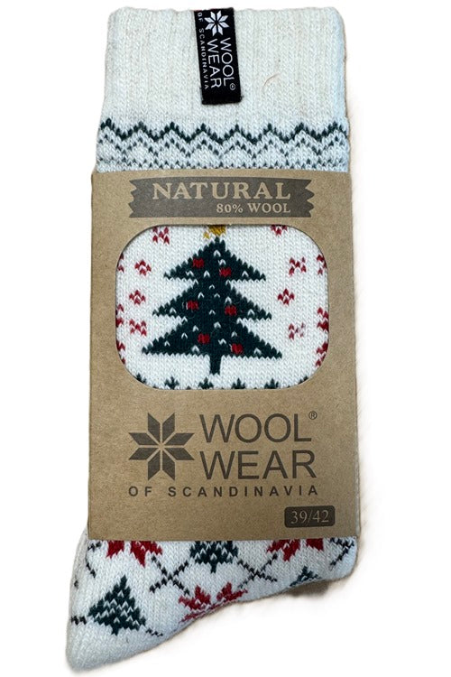 Wool Wear Scandinavian Socks - Christmas Tree Design