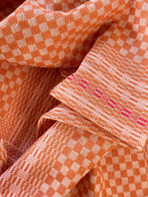 Load image into Gallery viewer, The Workhorse Kitchen Towel, Half Linen - Orange With Pink Edge
