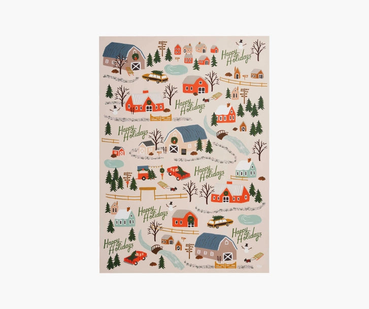 Roll of 3 Holiday Tree Farm Wrapping Sheets