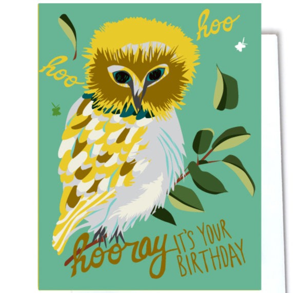 Hooray Owl Birthday Card
