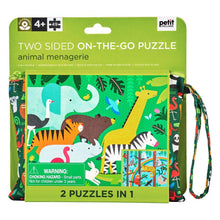 Load image into Gallery viewer, Petit Collage - Two Sided On-The-Go Puzzle  Animal Menagerie
