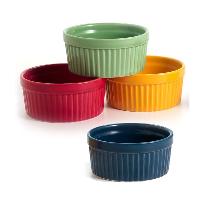 Strawberry Street Roma 10oz Ramekin Set Of 6 - Stoneware Oven & Dishwasher Safe, Gray