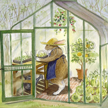 Load image into Gallery viewer, Greenhouse Rabbit Notecard - Woodfield Press
