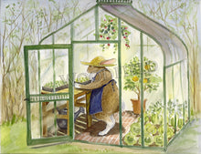 Load image into Gallery viewer, Greenhouse Rabbit Notecard - Woodfield Press
