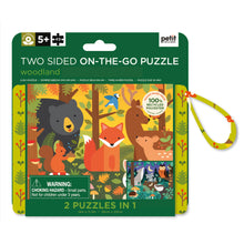 Load image into Gallery viewer, Petit Collage - Two Sided Woodland On-The-Go Puzzle

