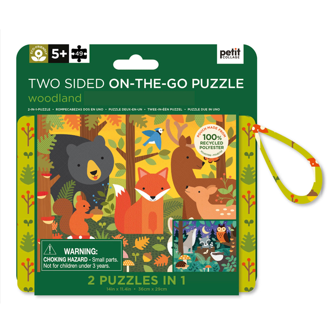 Petit Collage - Two Sided Woodland On-The-Go Puzzle