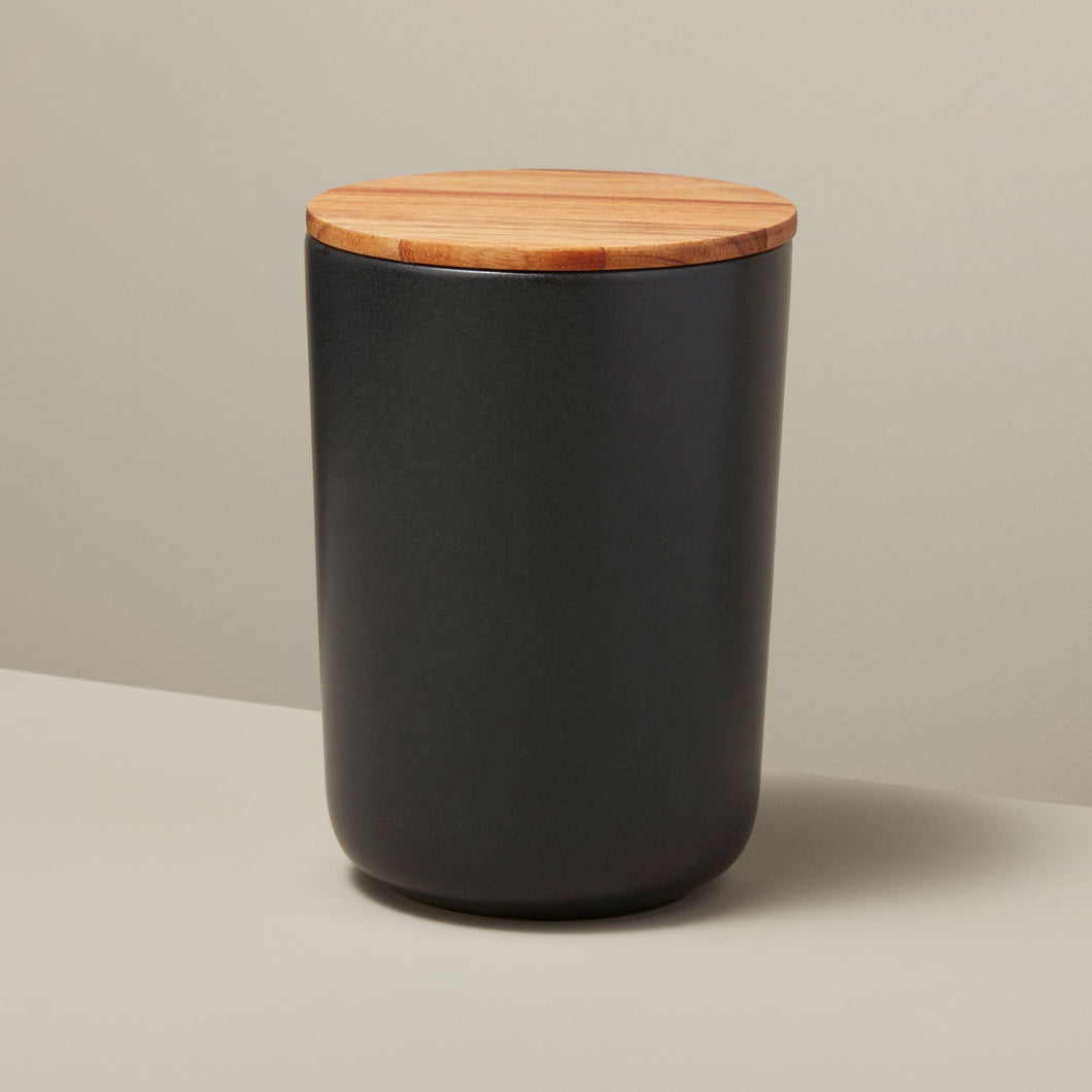Extra-Large Stoneware Container with Acacia Lid, Black