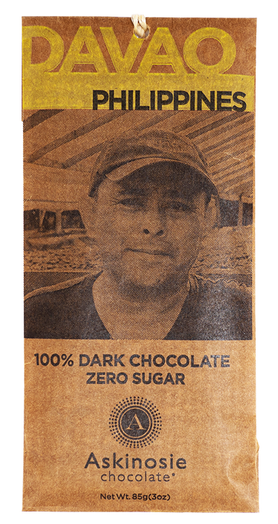 Askinosie Chocolate Bar - 100%  Dark Chocolate  Zero Sugar