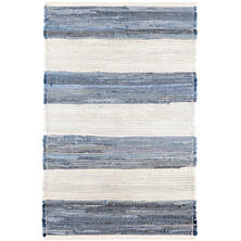 Dash & Albert - Woven Cotton Rug, Denim Rag Wide Stripe