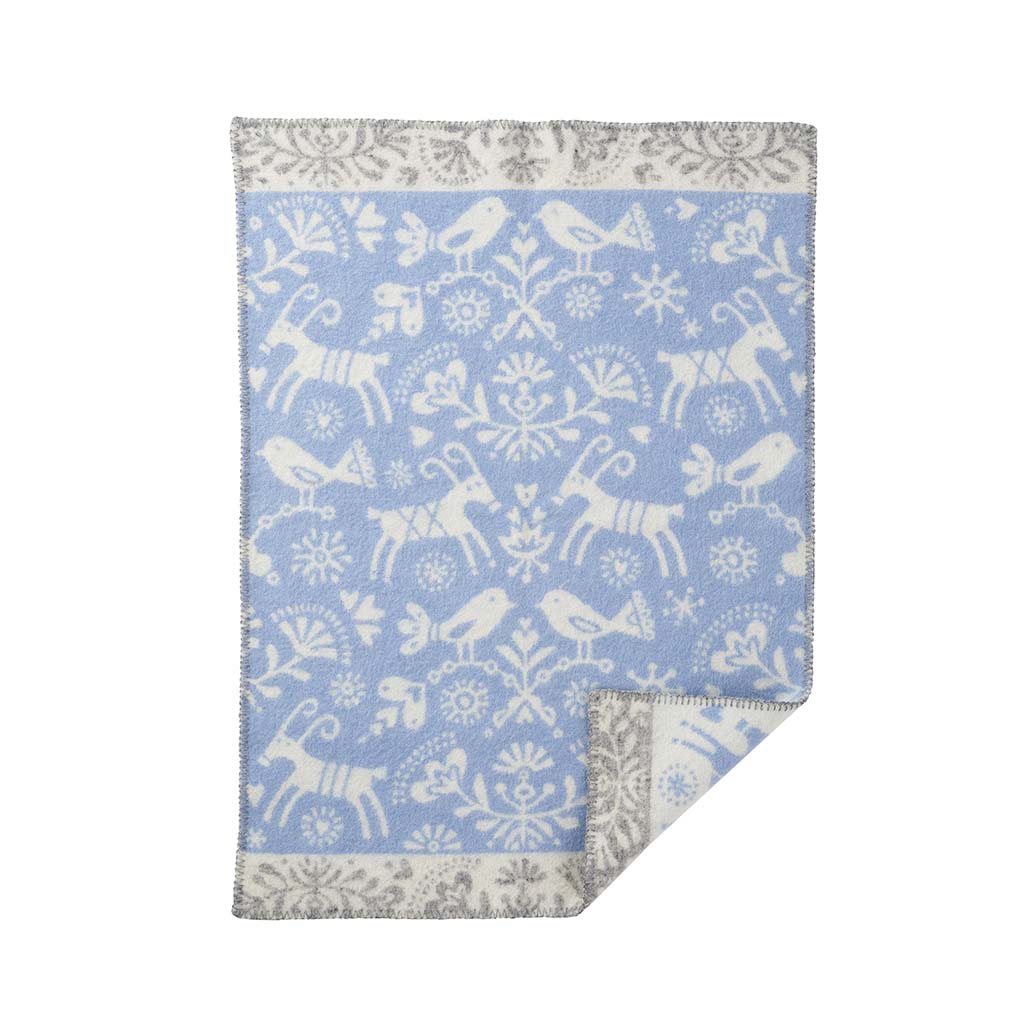Joy Organic Lambswool Baby Blanket, Blue - Klippan