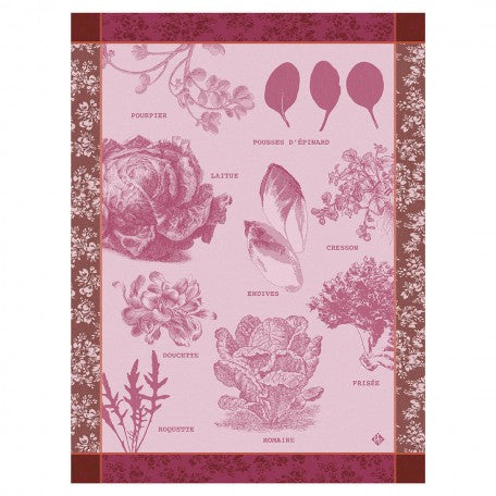 Le Jacquard Francais Tea Towel - Salades Illustrees Pink
