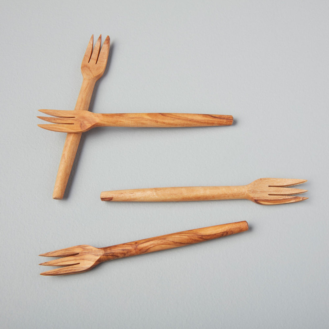 Olive Wood Cocktail Forks
