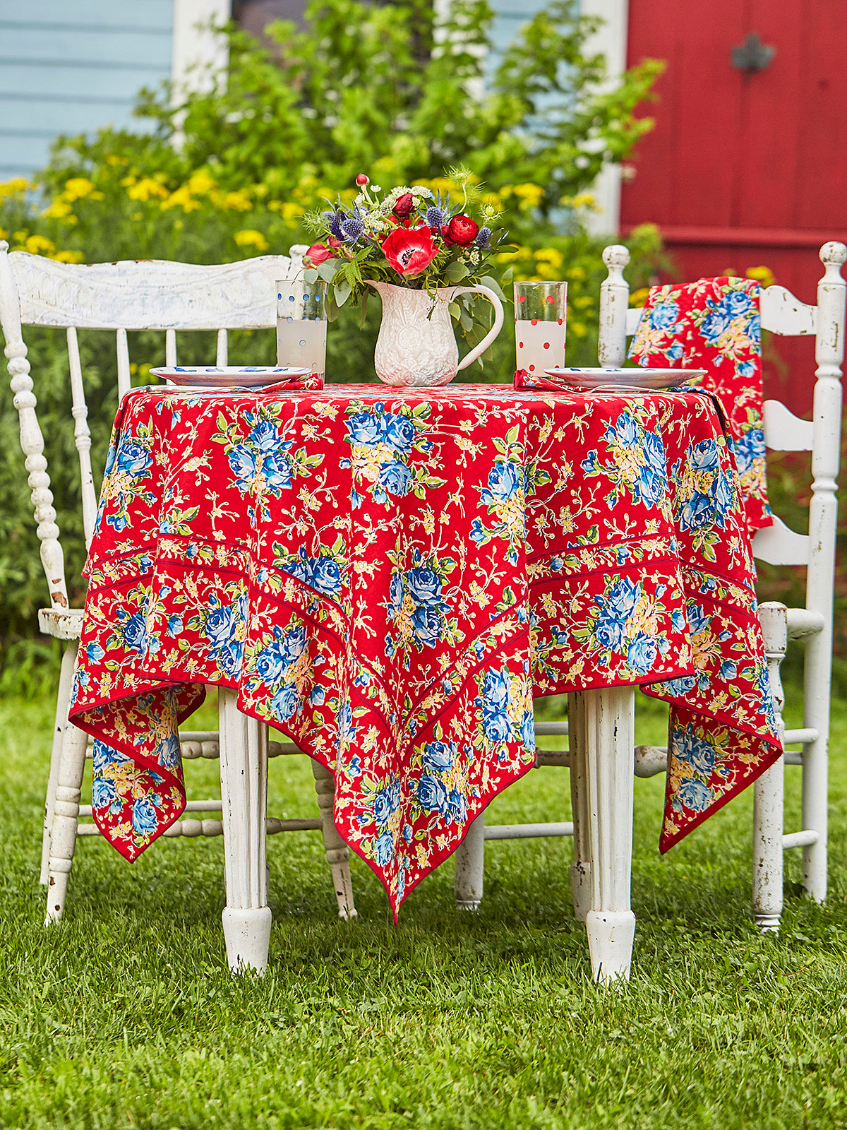 April Cornell - Red Viola Rose Tablecloth