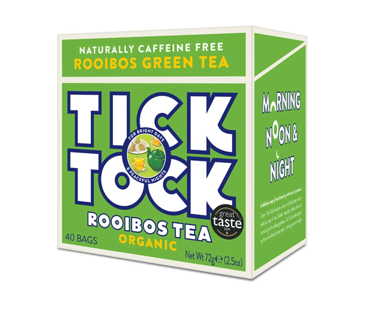 Tick Tock Organic Rooibos Green Tea - 40 Tea Bags