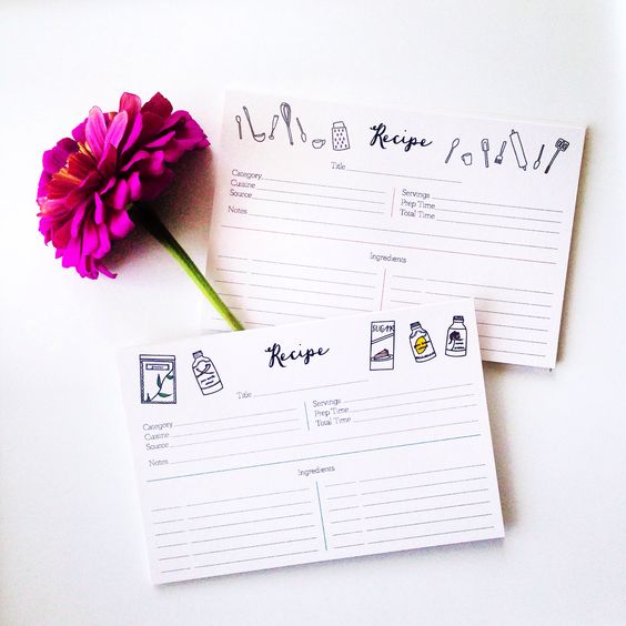 Paula & Waffle Recipe Cards 12 pack - Simplistic Baking Design