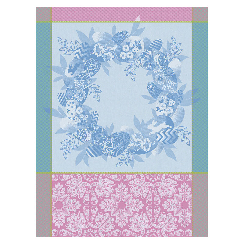 Le Jacquard Francais Tea Towel - Couronne de Paques (Easter Wreath) - Blue
