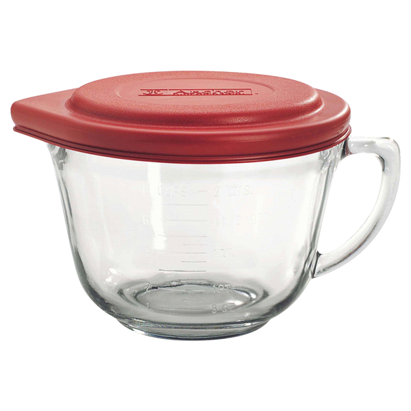 2-Qt. Glass Batter Bowl with Red Lid