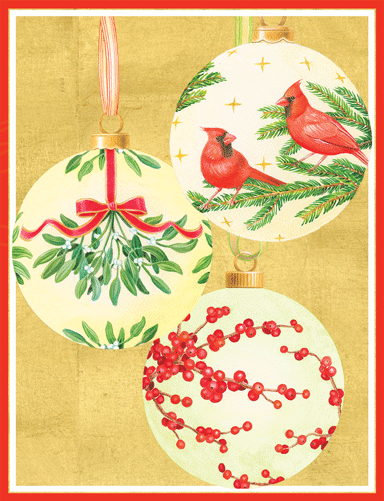 Handpainted Ornaments Caspari Boxed Christmas Cards