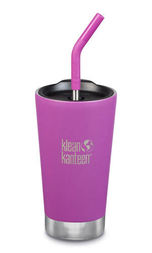 Matte black insulated tumbler with stainless steel base. 