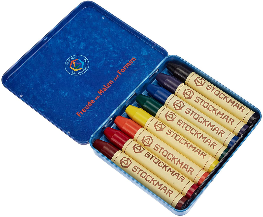 Stockmar - Beeswax Stick Crayons (Wachsmalstifte) in Tin, Set of 8