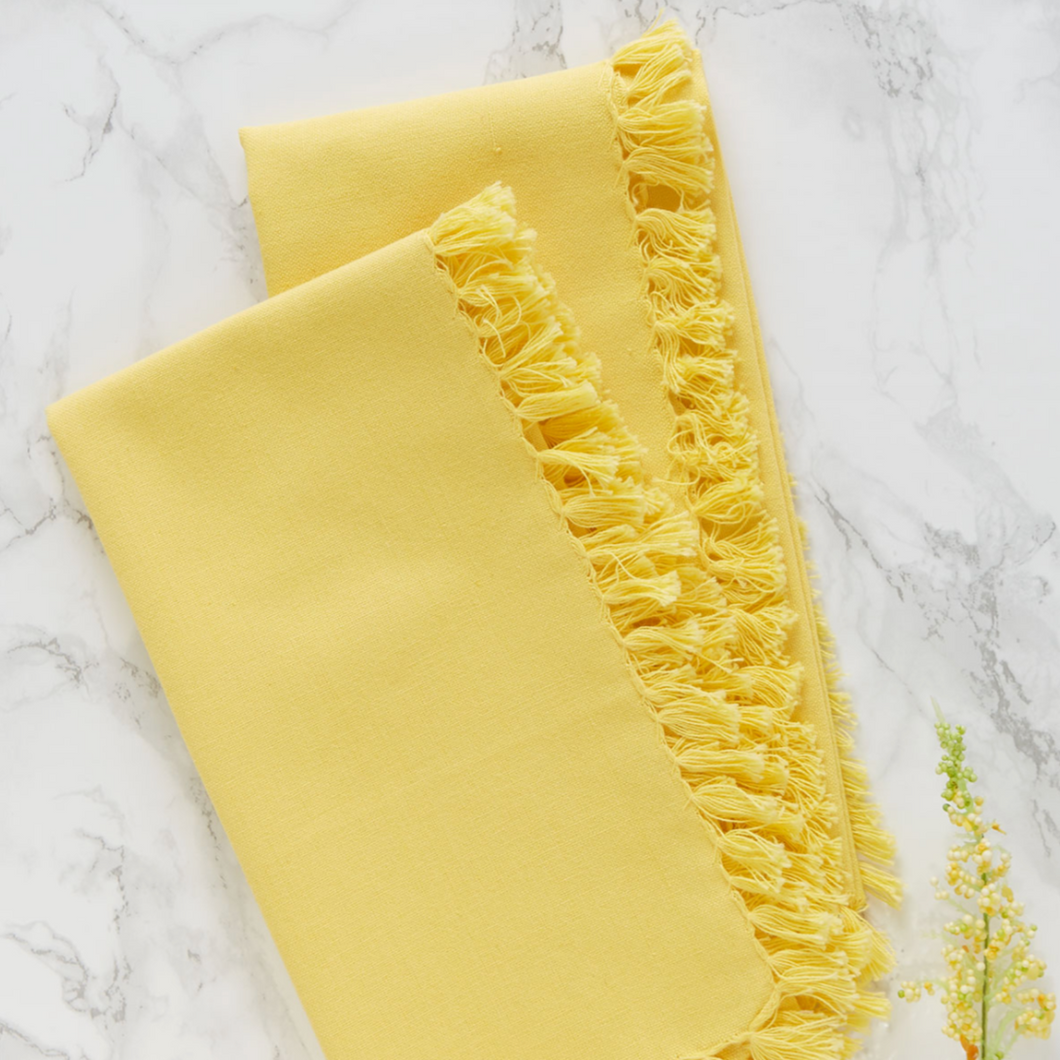 April Cornell - Yellow Essential Fringed Napkins, Set of 4