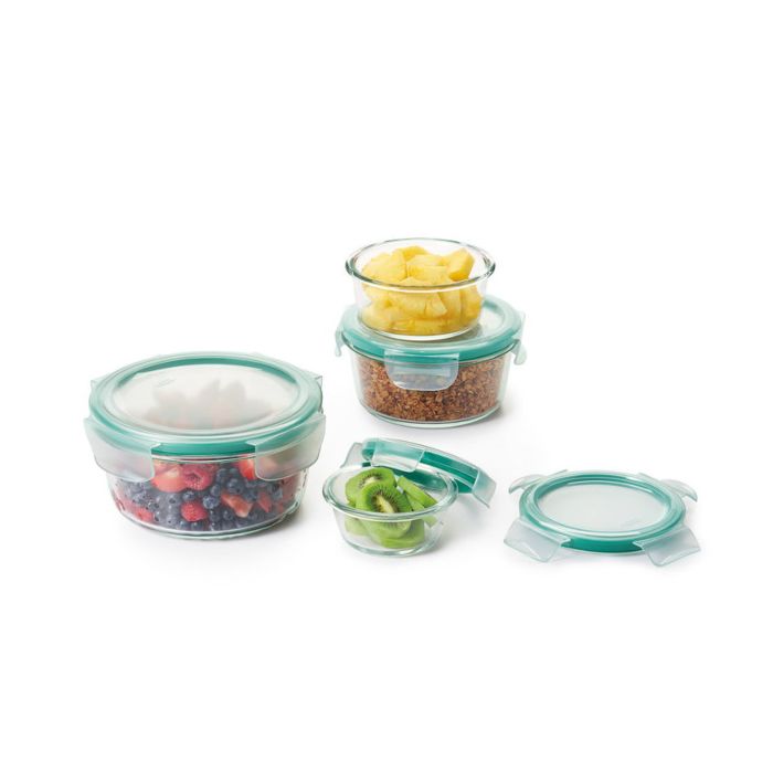 OXO Good Grips 8 Piece Smart Seal Glass Round Container Set