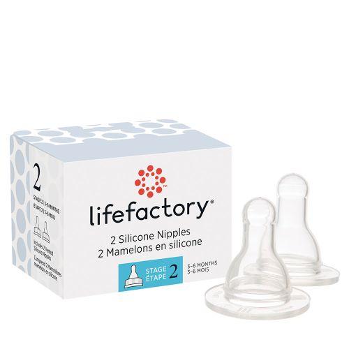 Stage 2 Silicone Nipples for 4oz and 9oz Glass Bottles - 2 pack