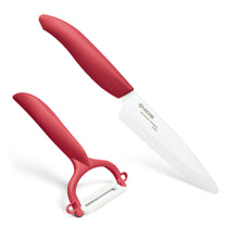 Kyocera Ceramic Utility Knife and Y Peeler Set - Red